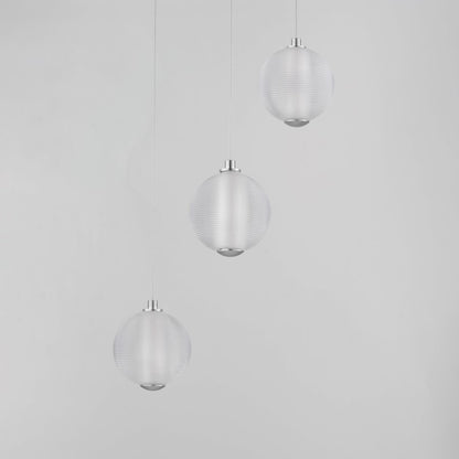 ET2 Lighting Rhythm 3 Light LED Pendant, Chrome/Clear Ribbed