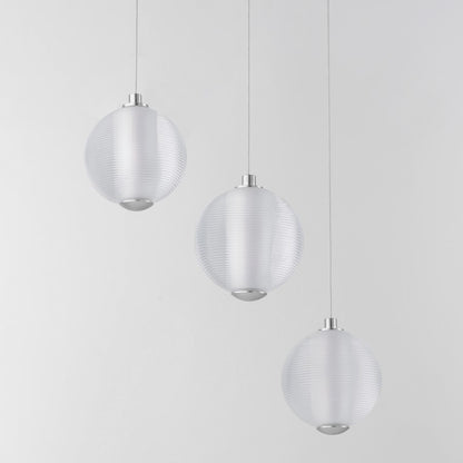 ET2 Lighting Rhythm 3 Light LED Pendant, Chrome/Clear Ribbed