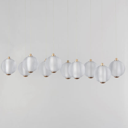 ET2 Lighting Rhythm 10 Light LED Pendant, Gold/Clear Ribbed