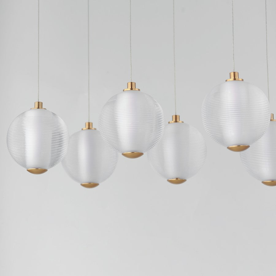 ET2 Lighting Rhythm 10 Light LED Pendant, Gold/Clear Ribbed