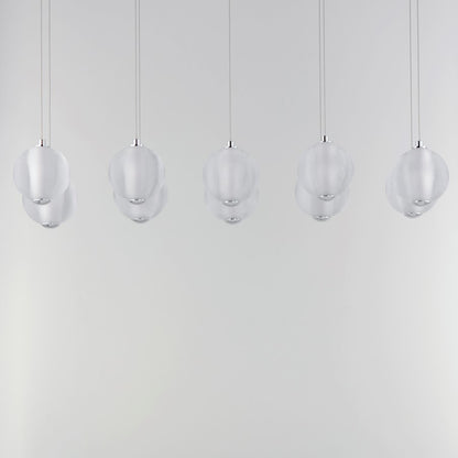 ET2 Lighting Rhythm 10 Light LED Pendant, Chrome/Clear Ribbed
