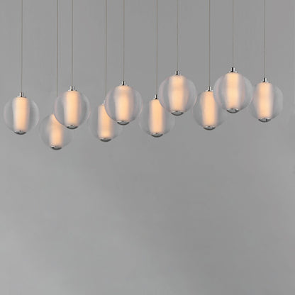 ET2 Lighting Rhythm 10 Light LED Pendant, Chrome/Clear Ribbed