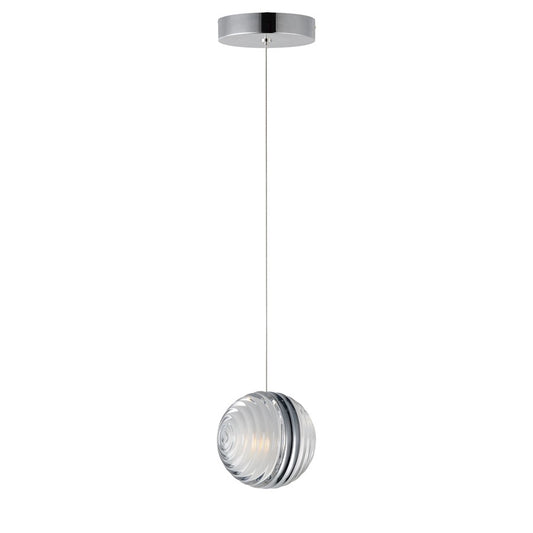 ET2 Lighting Pulse 1Lt 4.75" LED Pendant, Chrome/Clear Acrylic