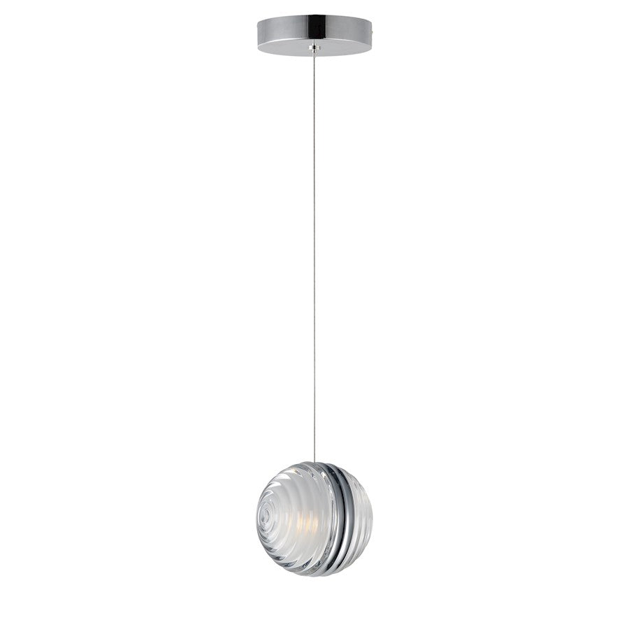 ET2 Lighting Pulse 1Lt 4.75" LED Pendant, Chrome/Clear Acrylic