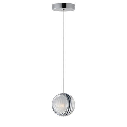ET2 Lighting Pulse 1Lt 4.75" LED Pendant, Chrome/Clear Acrylic