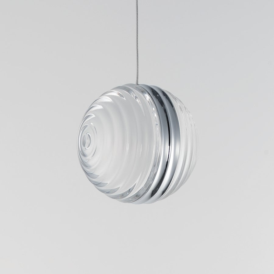 ET2 Lighting Pulse 1Lt 4.75" LED Pendant, Chrome/Clear Acrylic