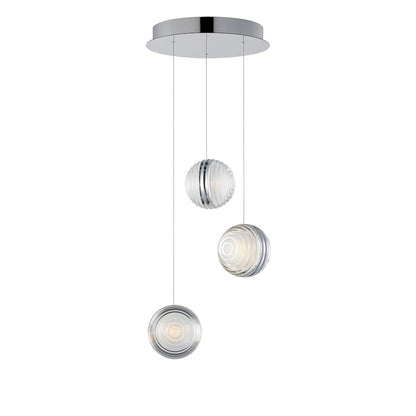 ET2 Lighting Pulse 3Lt Multi-Light LED Pendant, Chrome/Acrylic
