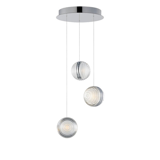 ET2 Lighting Pulse 3Lt Multi-Light LED Pendant, Chrome/Acrylic