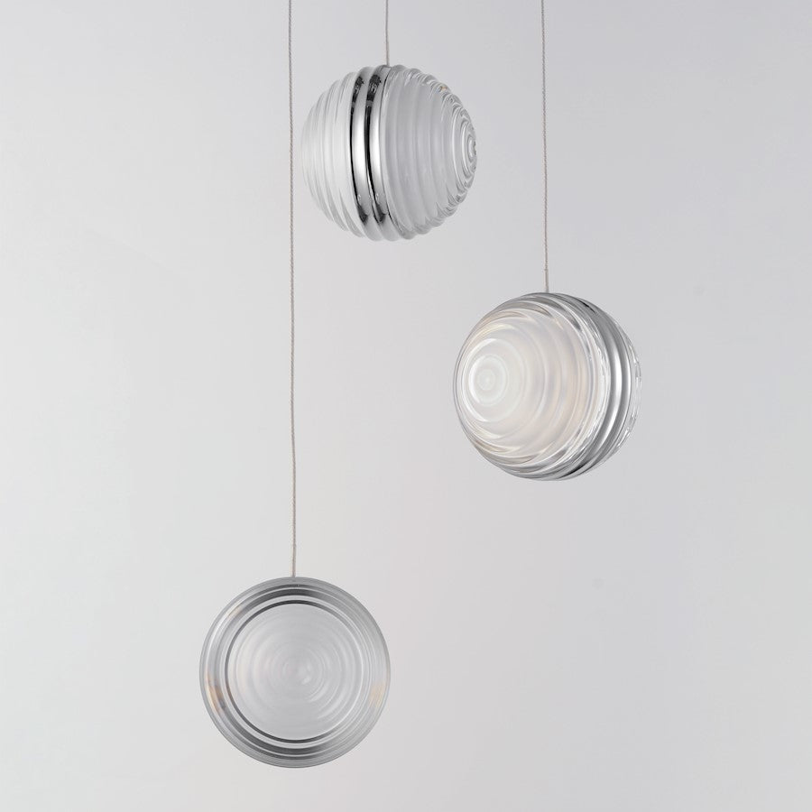 ET2 Lighting Pulse 3Lt Multi-Light LED Pendant, Chrome/Acrylic