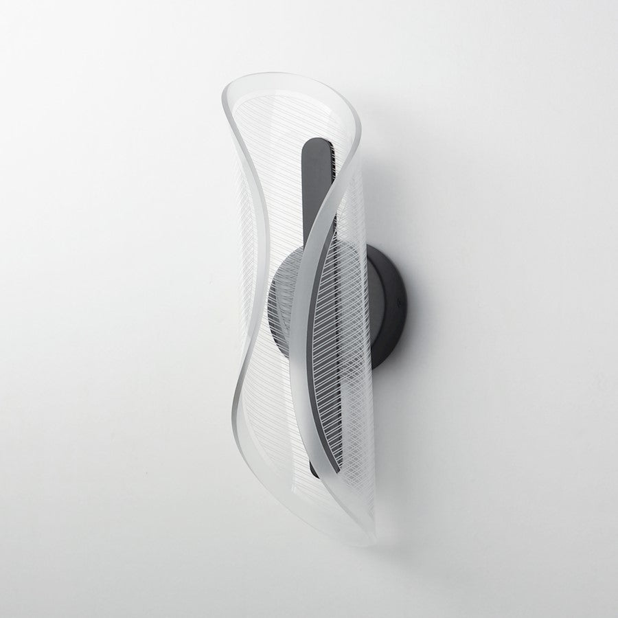 ET2 Lighting Manta 1Lt 17" LED Wall Sconce, Black/Clear Ribbed