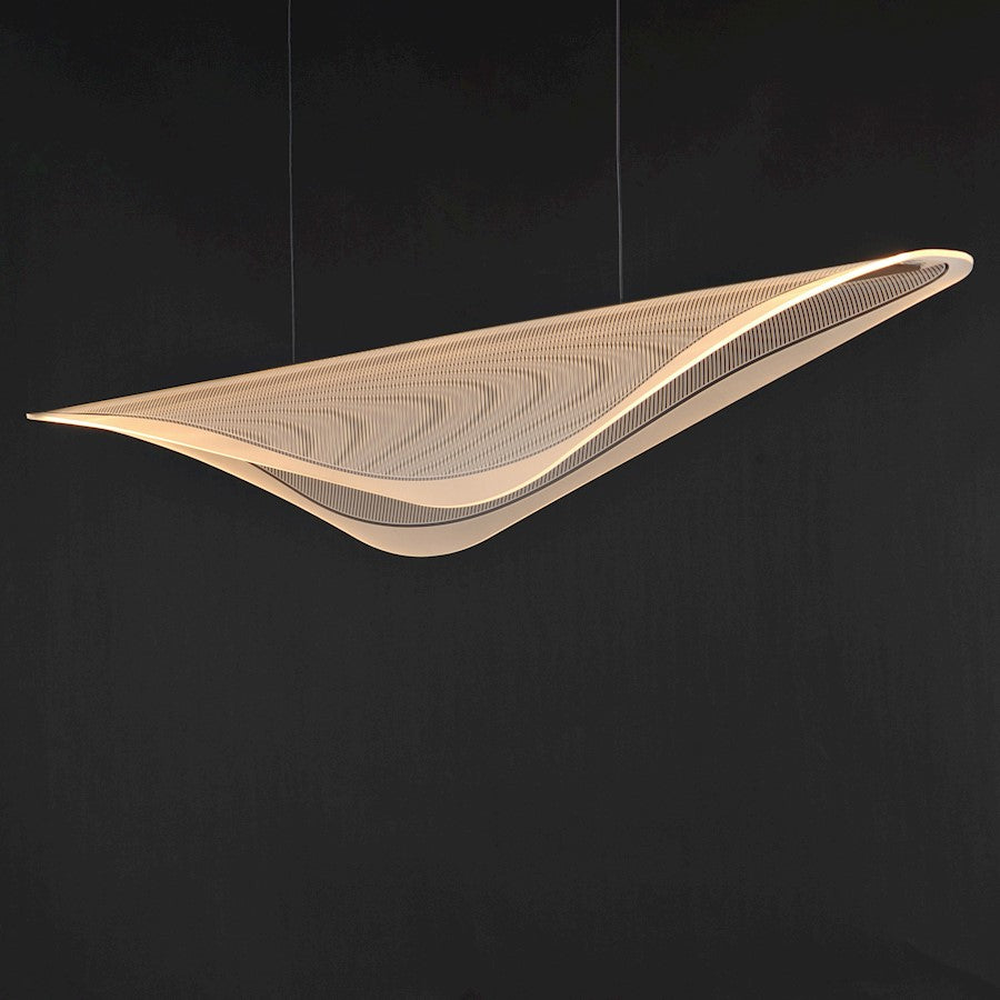 ET2 Lighting Manta 1Lt 59" LED Linear Pendant, Gold/Clear Ribbed
