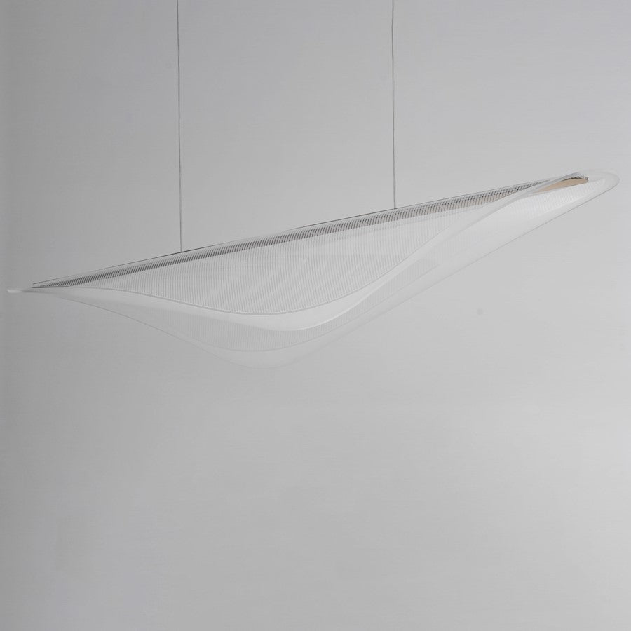 ET2 Lighting Manta 1Lt 59" LED Linear Pendant, Gold/Clear Ribbed