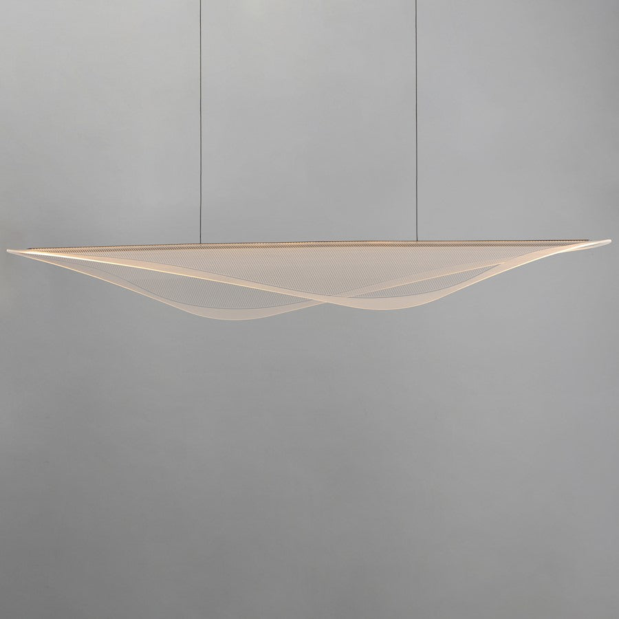 ET2 Lighting Manta 1Lt 70" LED Linear Pendant, Black/Clear Ribbed