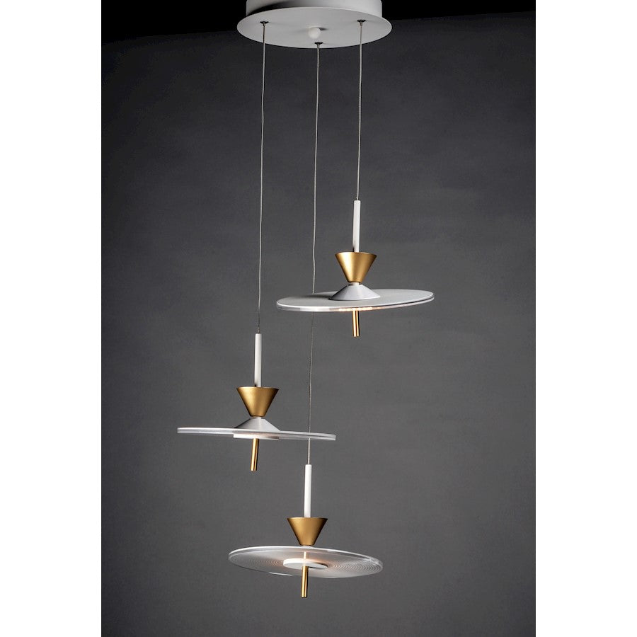 ET2 Lighting Circuit LED 3-Light Pendant, Matte White