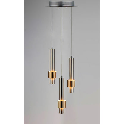 ET2 Lighting Reveal LED 3-Light Pendant in Satin Nickel/Satin Brass