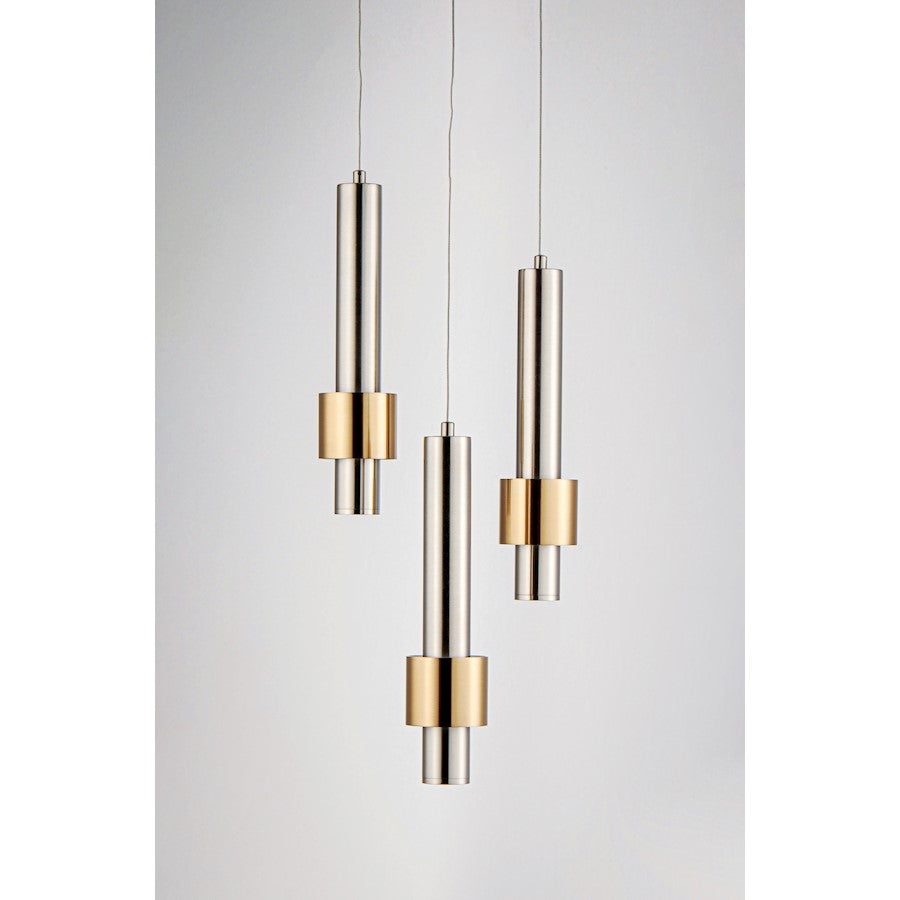 ET2 Lighting Reveal LED 3-Light Pendant in Satin Nickel/Satin Brass