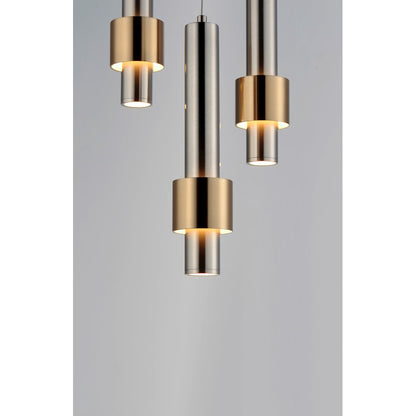 ET2 Lighting Reveal LED 3-Light Pendant in Satin Nickel/Satin Brass