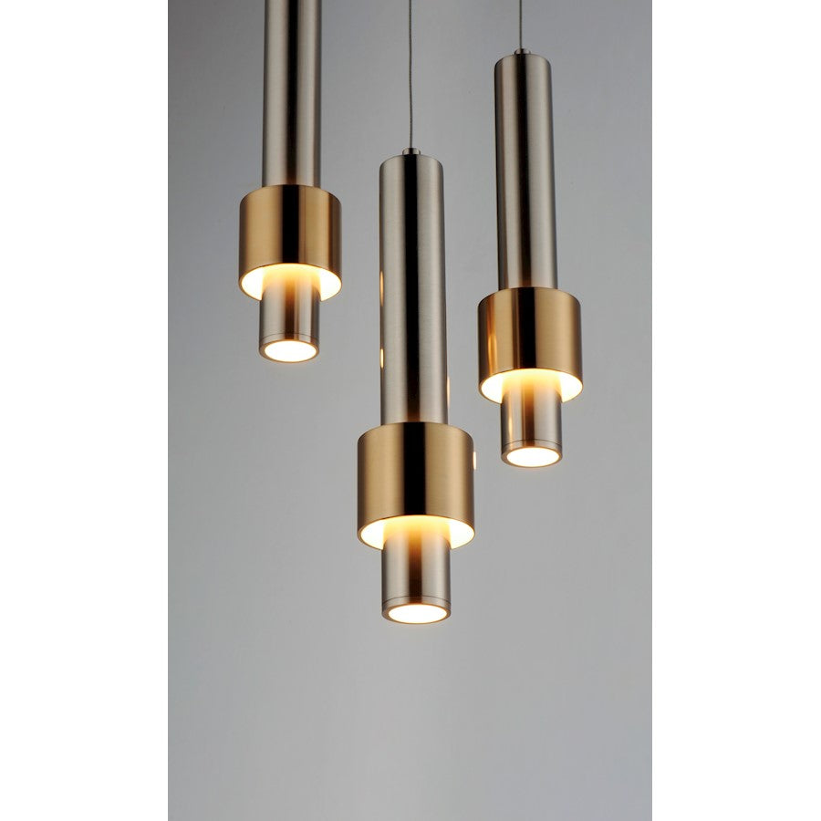 ET2 Lighting Reveal LED 3-Light Pendant in Satin Nickel/Satin Brass