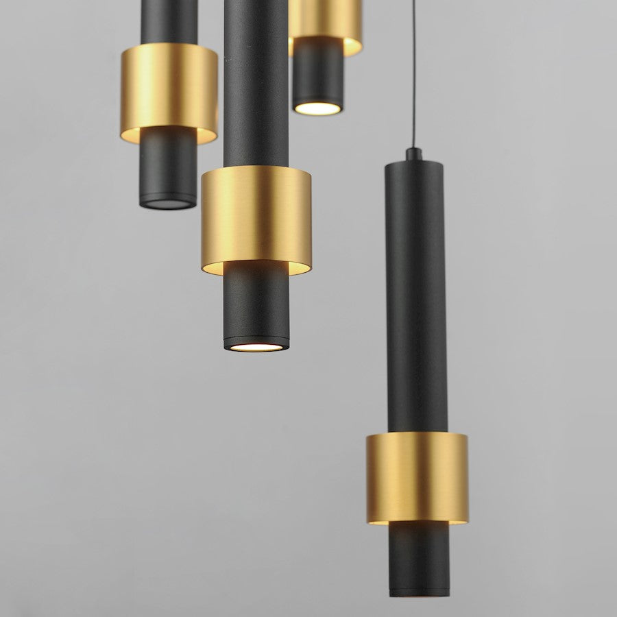 ET2 Lighting Reveal 7 Light LED Pendant, Black/Gold