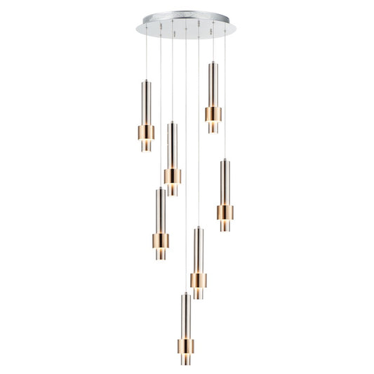 ET2 Lighting Reveal LED 7-Light Pendant in Satin Nickel/Satin Brass