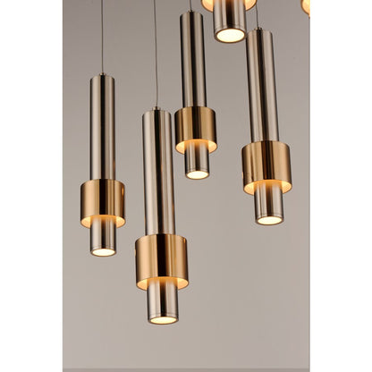 ET2 Lighting Reveal LED 7-Light Pendant in Satin Nickel/Satin Brass