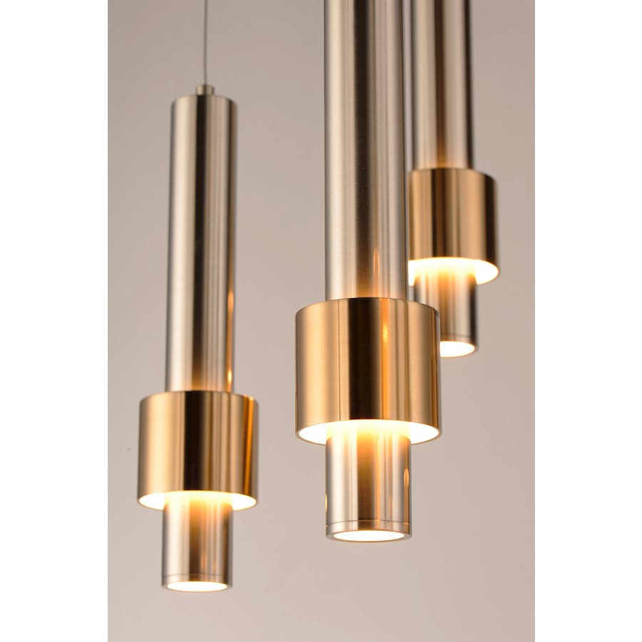 ET2 Lighting Reveal LED 7-Light Pendant in Satin Nickel/Satin Brass
