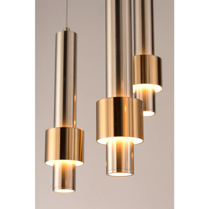 ET2 Lighting Reveal LED 7-Light Pendant in Satin Nickel/Satin Brass