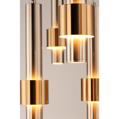 ET2 Lighting Reveal LED 7-Light Pendant in Satin Nickel/Satin Brass
