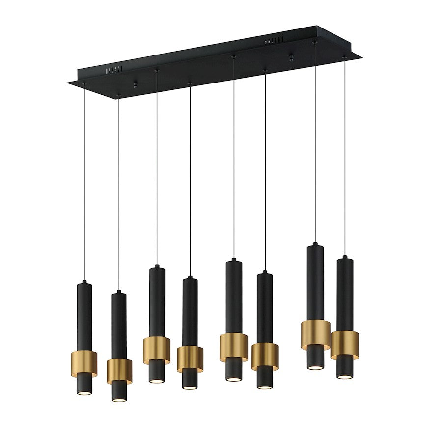 ET2 Lighting Reveal 8 Light LED Pendant, Black/Gold