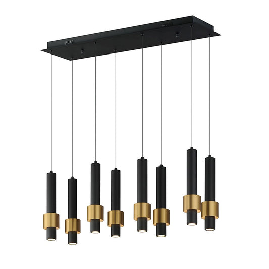 ET2 Lighting Reveal 8 Light LED Pendant, Black/Gold
