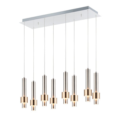 ET2 Lighting Reveal LED 8-Light Pendant in Satin Nickel/Satin Brass