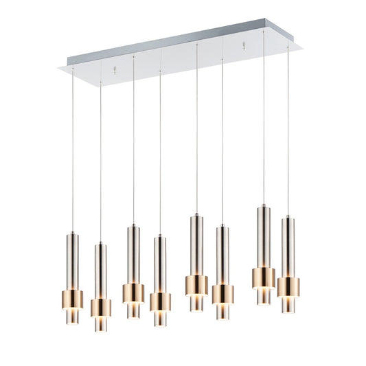 ET2 Lighting Reveal LED 8-Light Pendant in Satin Nickel/Satin Brass