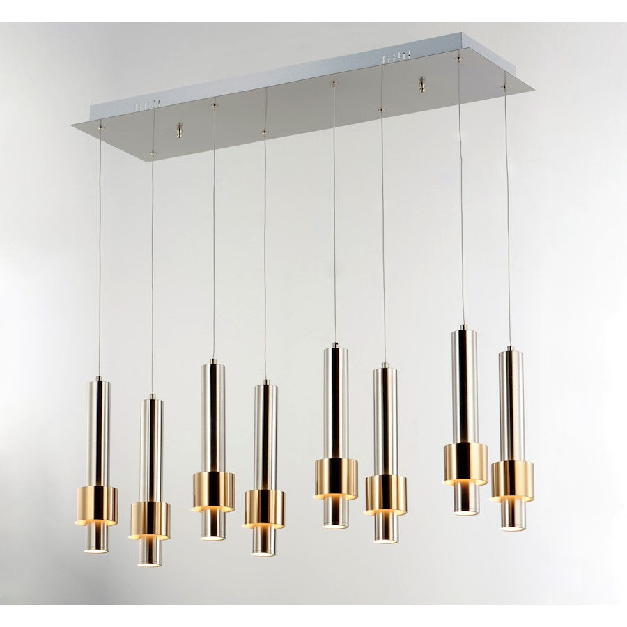 ET2 Lighting Reveal LED 8-Light Pendant in Satin Nickel/Satin Brass