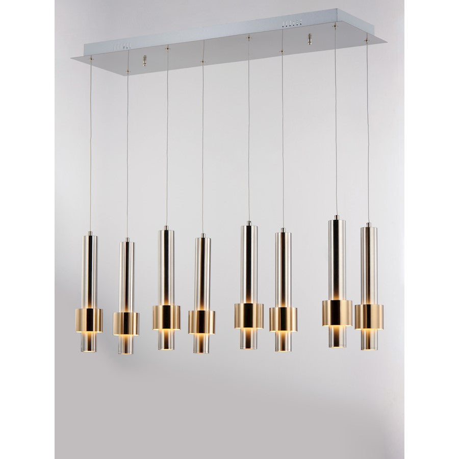 ET2 Lighting Reveal LED 8-Light Pendant in Satin Nickel/Satin Brass