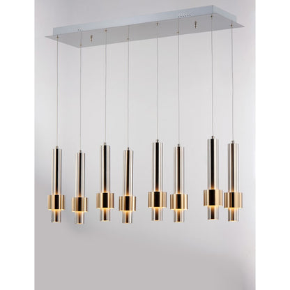 ET2 Lighting Reveal LED 8-Light Pendant in Satin Nickel/Satin Brass
