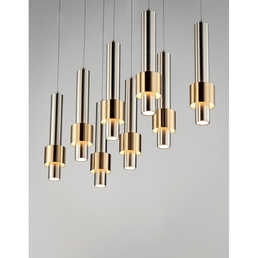 ET2 Lighting Reveal LED 8-Light Pendant in Satin Nickel/Satin Brass