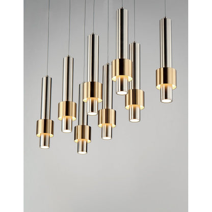 ET2 Lighting Reveal LED 8-Light Pendant in Satin Nickel/Satin Brass