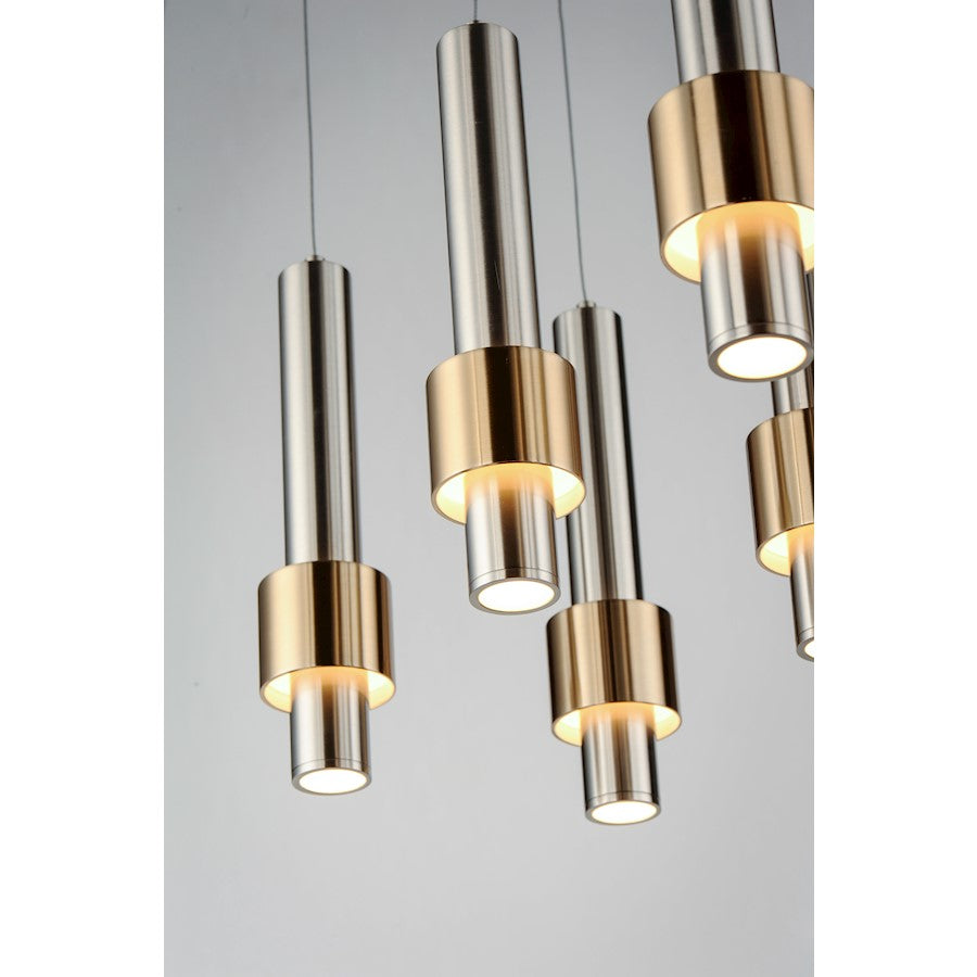 ET2 Lighting Reveal LED 8-Light Pendant in Satin Nickel/Satin Brass