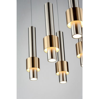 ET2 Lighting Reveal LED 8-Light Pendant in Satin Nickel/Satin Brass