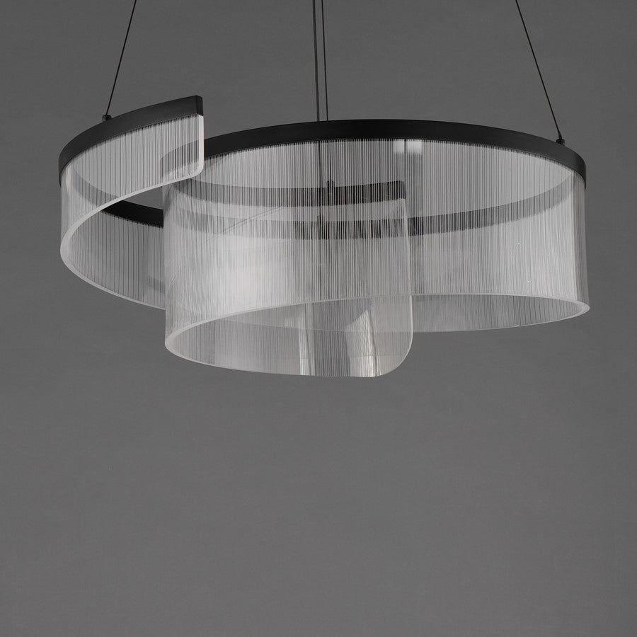 ET2 Lighting Sonata 1Lt 24" LED Pendant, Black/Patterned Acrylic