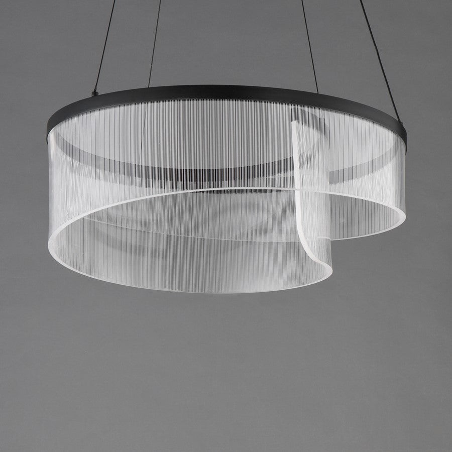ET2 Lighting Sonata 1Lt 24" LED Pendant, Black/Patterned Acrylic