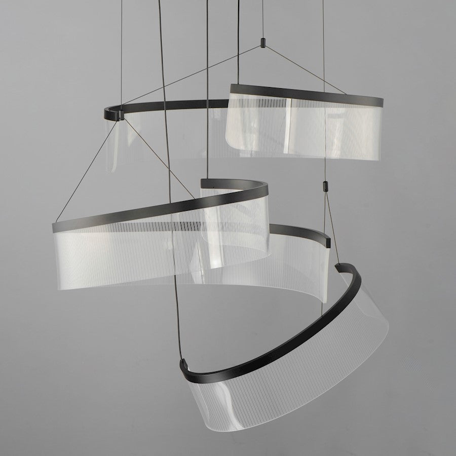 ET2 Lighting Sonata 3 Light LED Pendant, Black/Patterned Acrylic