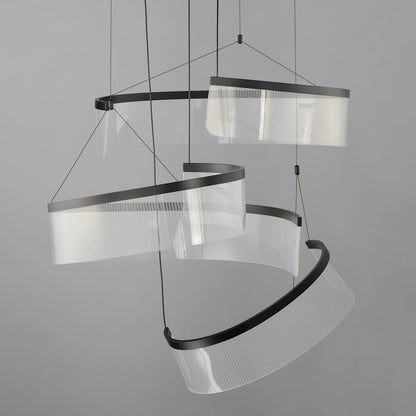 ET2 Lighting Sonata 3 Light LED Pendant, Black/Patterned Acrylic