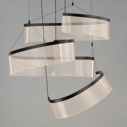 ET2 Lighting Sonata 3 Light LED Pendant, Black/Patterned Acrylic