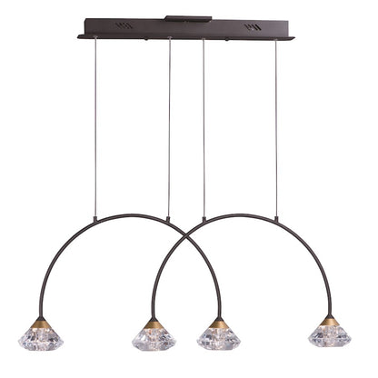 ET2 Lighting Hope-Linear 4 Light Pendant, Black/Metallic Gold