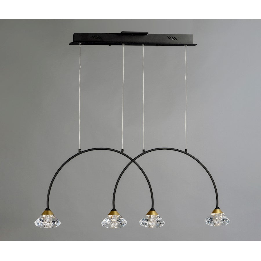 ET2 Lighting Hope-Linear 4 Light Pendant, Black/Metallic Gold