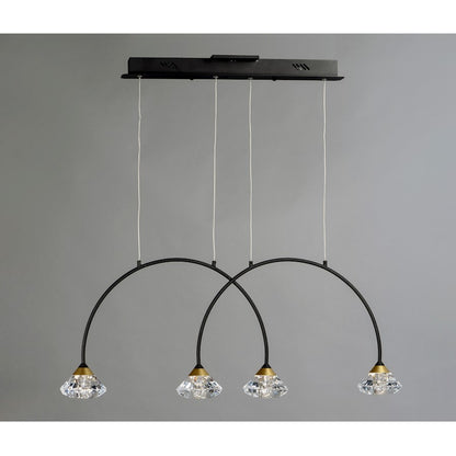 ET2 Lighting Hope-Linear 4 Light Pendant, Black/Metallic Gold