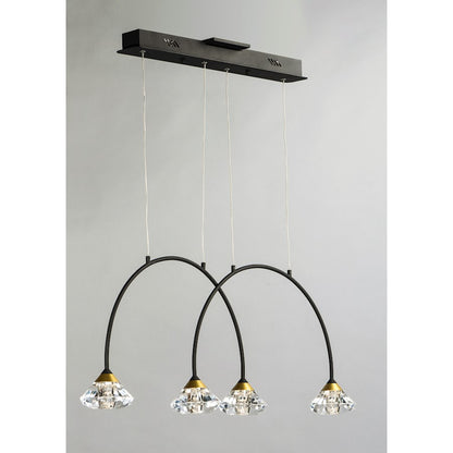 ET2 Lighting Hope-Linear 4 Light Pendant, Black/Metallic Gold