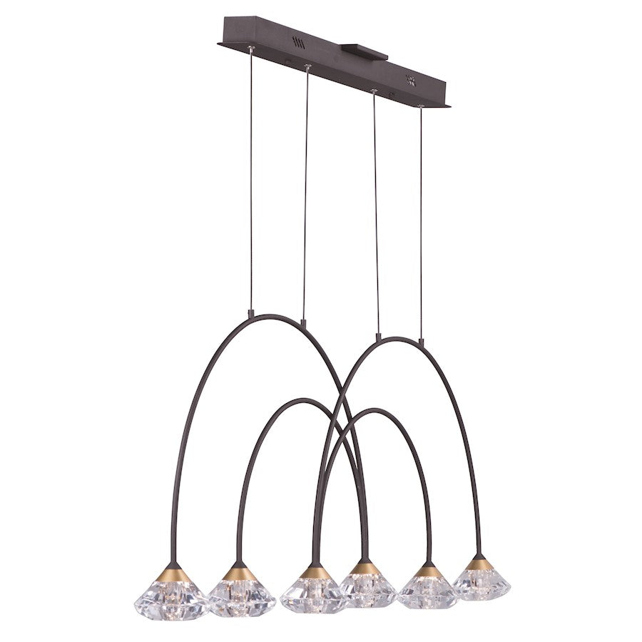 ET2 Lighting Hope-Linear 6 Light Pendant, Black/Metallic Gold
