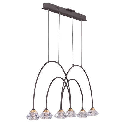 ET2 Lighting Hope-Linear 6 Light Pendant, Black/Metallic Gold